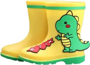 4-12Years Kids Rain Boots Toddler Girls Boys Cute Animal Dinosaur Printed Waterproof Rubber Non-Slip Rainboots Shoes