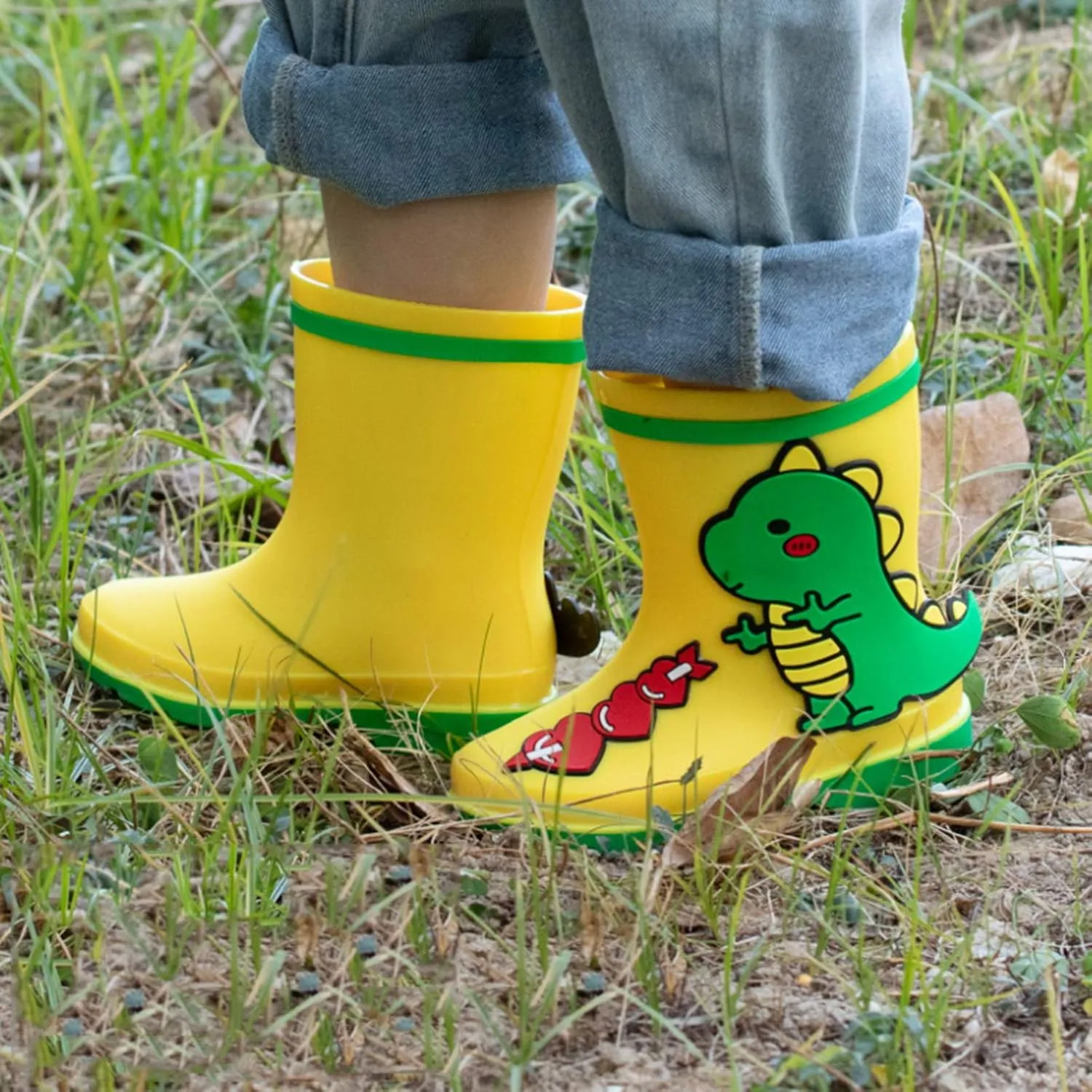 4-12Years Kids Rain Boots Toddler Girls Boys Cute Animal Dinosaur Printed Waterproof Rubber Non-Slip Rainboots Shoes