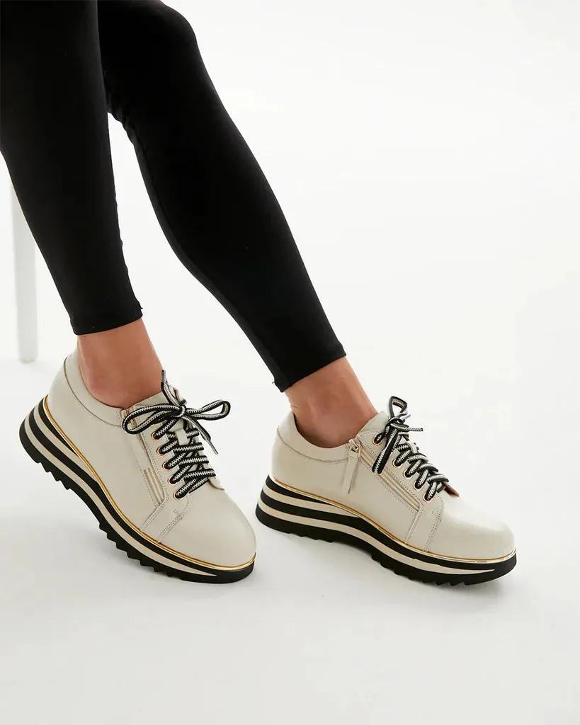 Alfie & Evie Hosting Sneakers Cream Leather