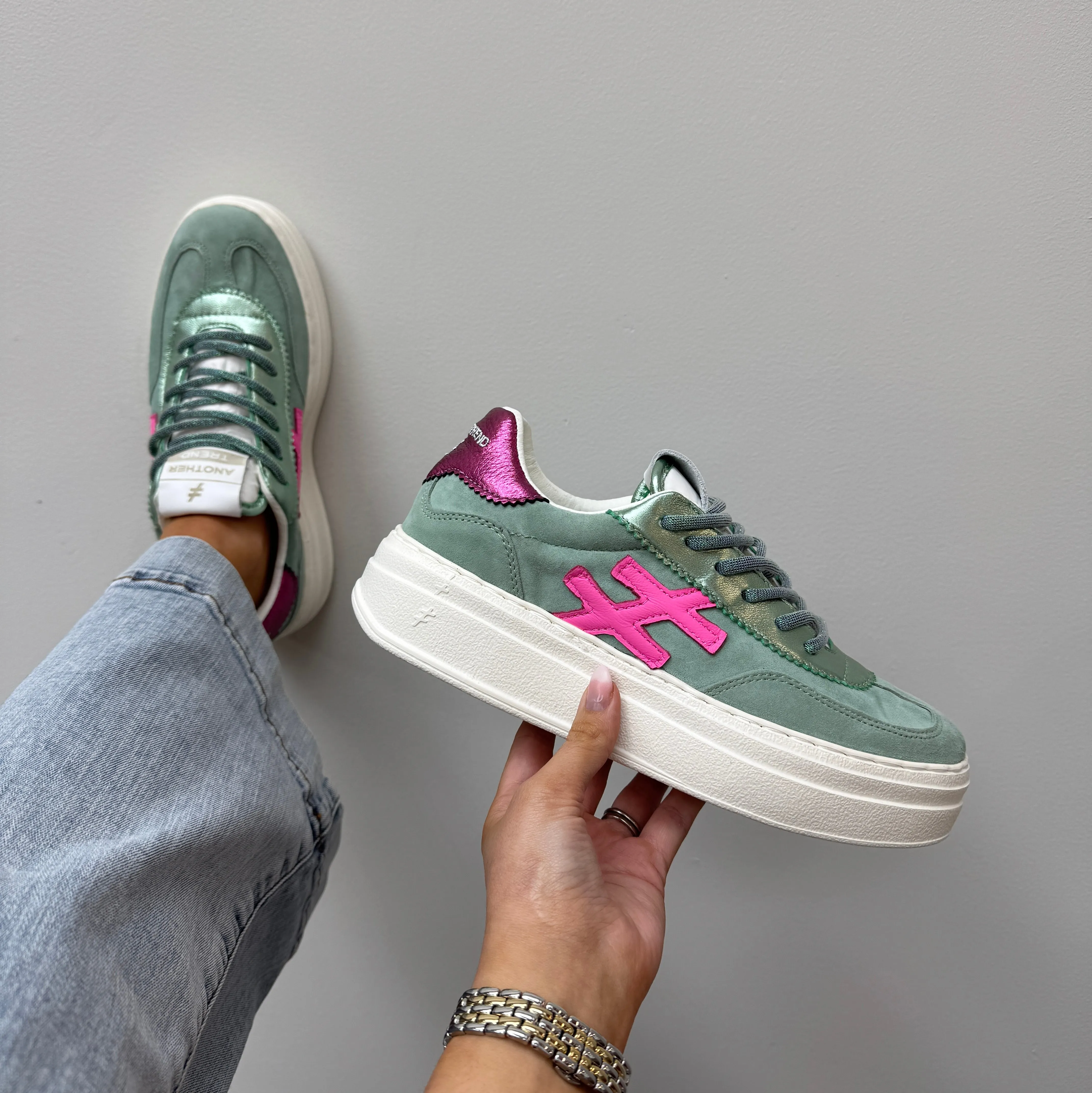 Another Trend (A29) Lace Up Chunky Trainer A035 M368 - Mint