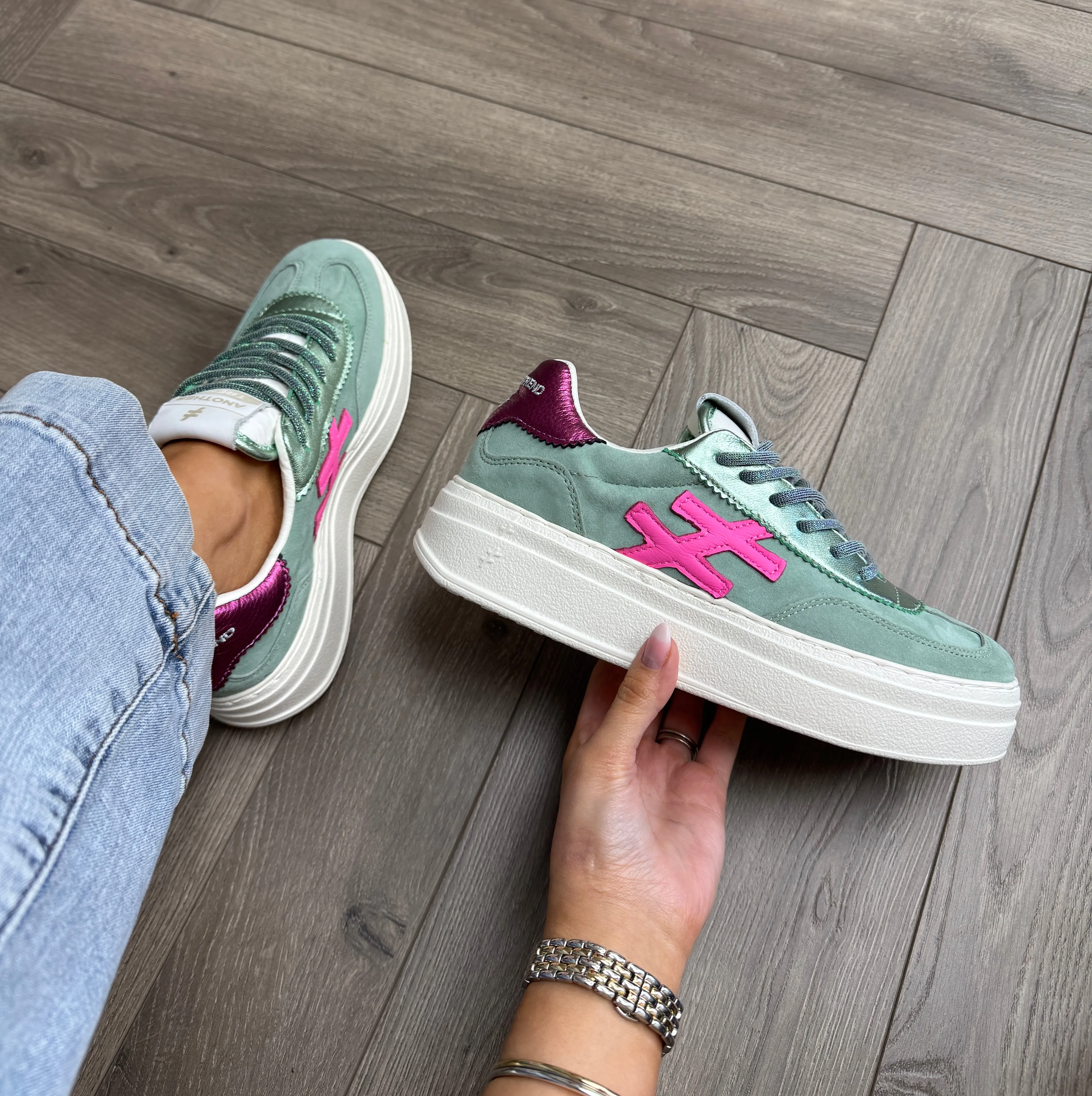 Another Trend (A29) Lace Up Chunky Trainer A035 M368 - Mint