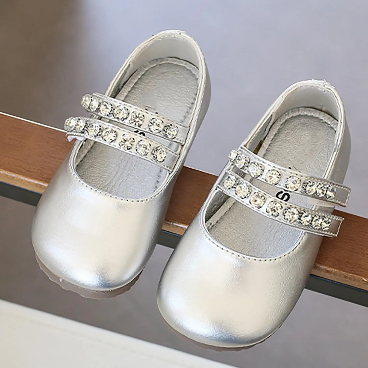 Baby Girls Mary Jane Dress Shoes Pearl Toddler Little Kid Patent Leather Flats for Wedding Party School