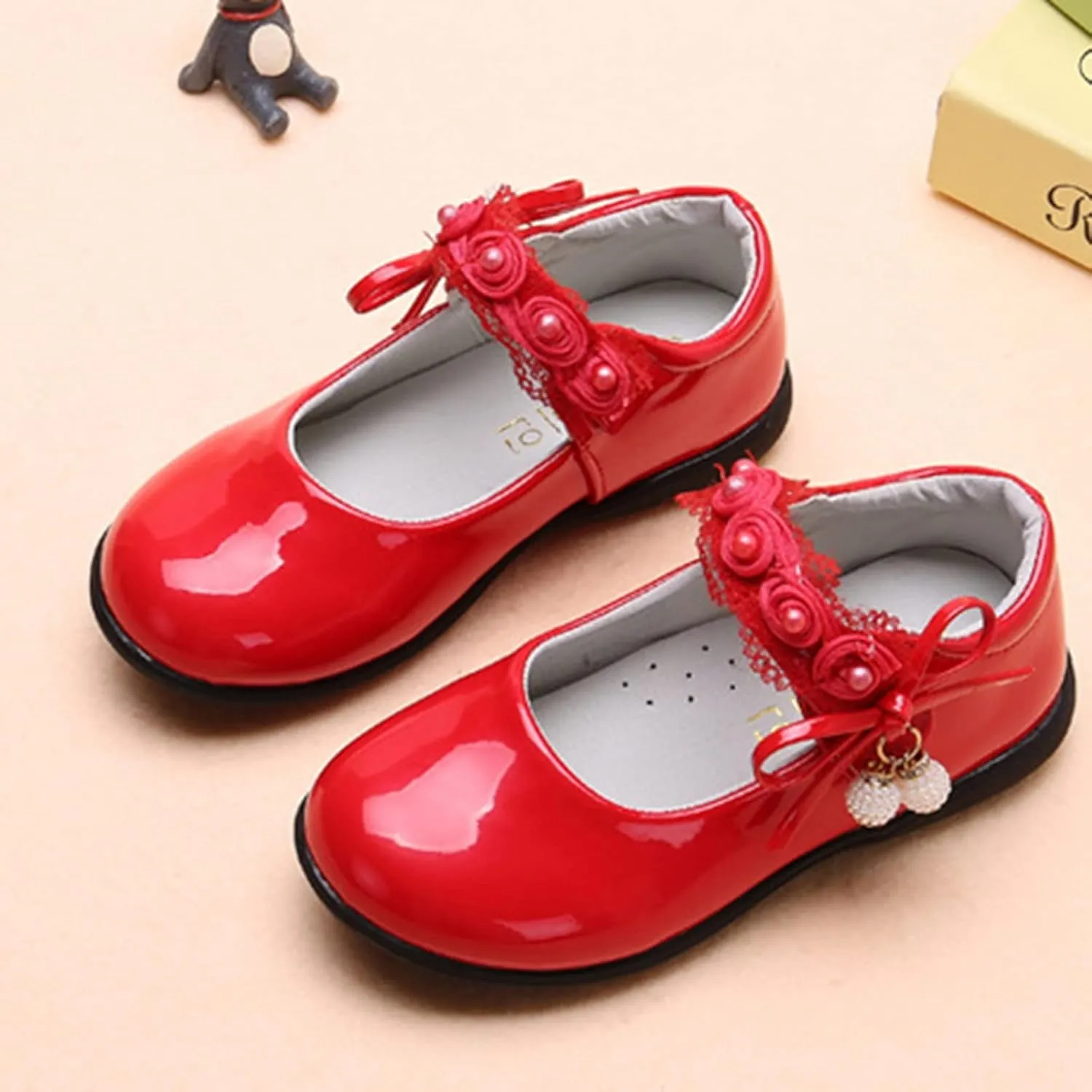 Baby Girls Mary Jane Shoes School Kids Uniform Flat Ballet Strap Dress Formal Slip-On Shoes Performance Shoes Youth