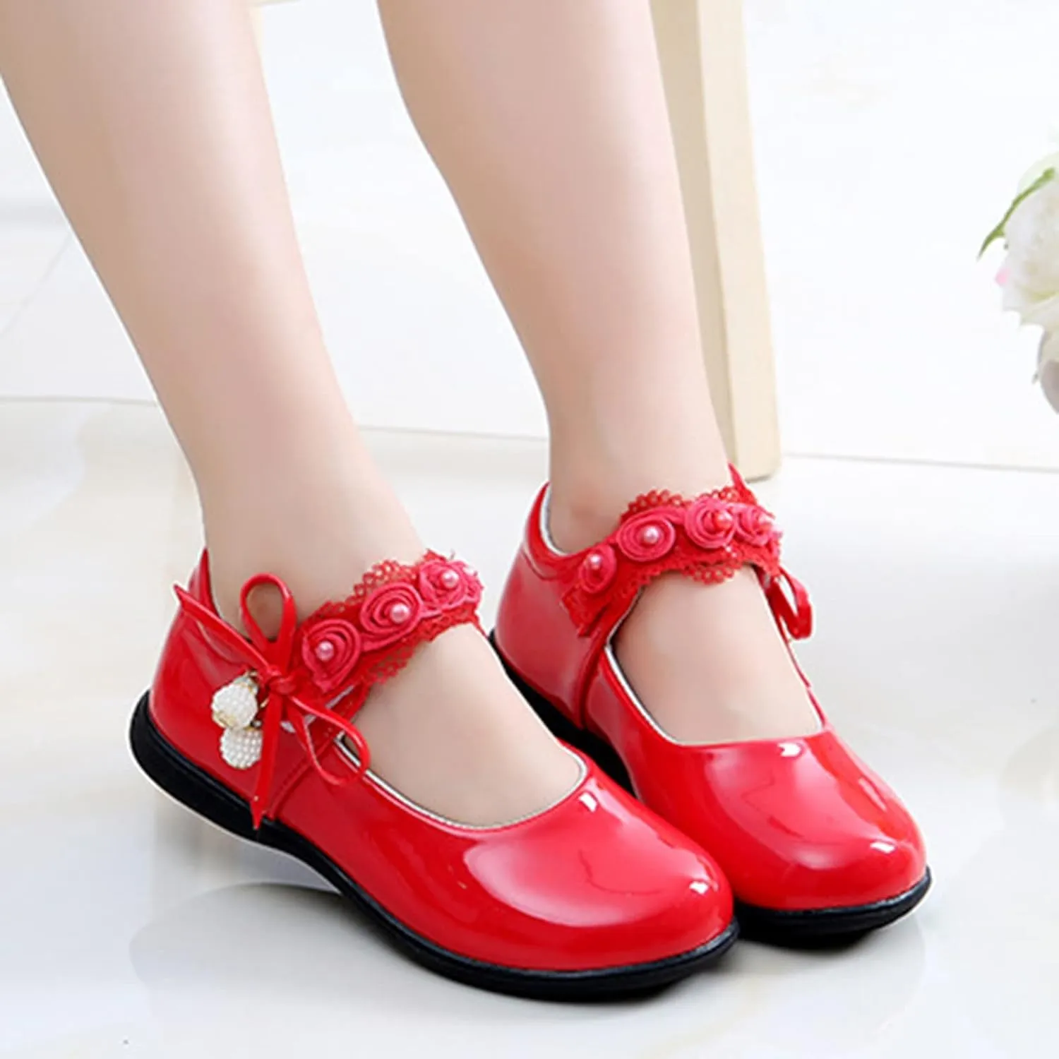 Baby Girls Mary Jane Shoes School Kids Uniform Flat Ballet Strap Dress Formal Slip-On Shoes Performance Shoes Youth