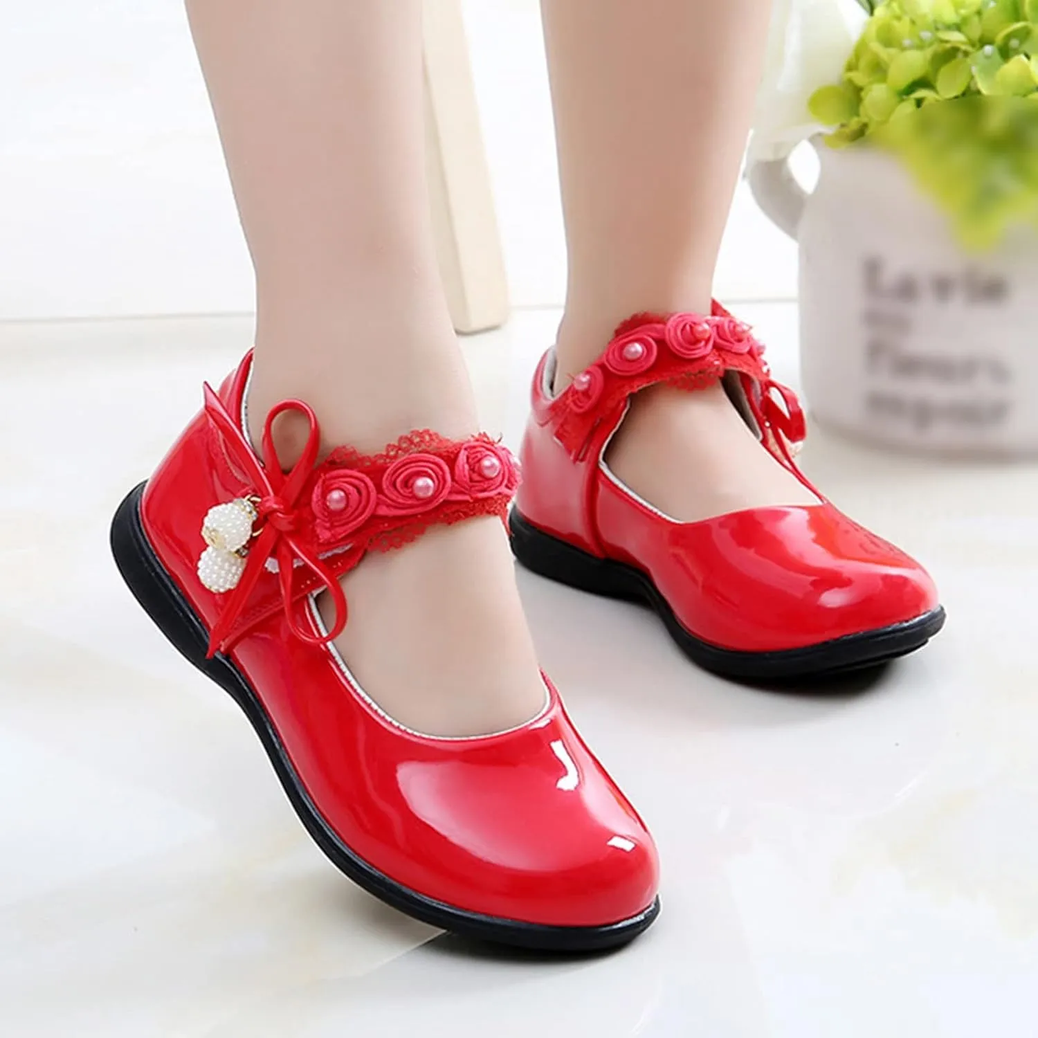 Baby Girls Mary Jane Shoes School Kids Uniform Flat Ballet Strap Dress Formal Slip-On Shoes Performance Shoes Youth