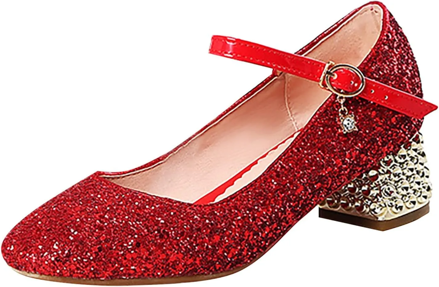 Baby Girls Shoes High Heel Toddler Kids Dress Shoes Sparkle Mary Jane Flower Girls Wedding Birthday Party Prom