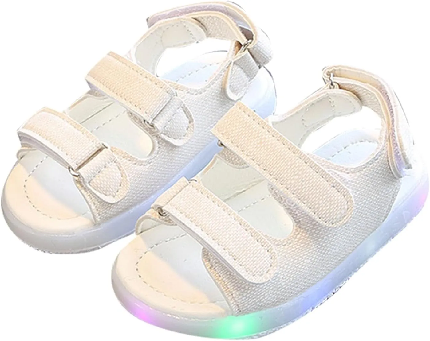 Baby Infant Lights up Flat Sandals 2 Strap Barefoot Open Toe Shoes Toddler Summer Casual Non Slip Non Slip Sandals