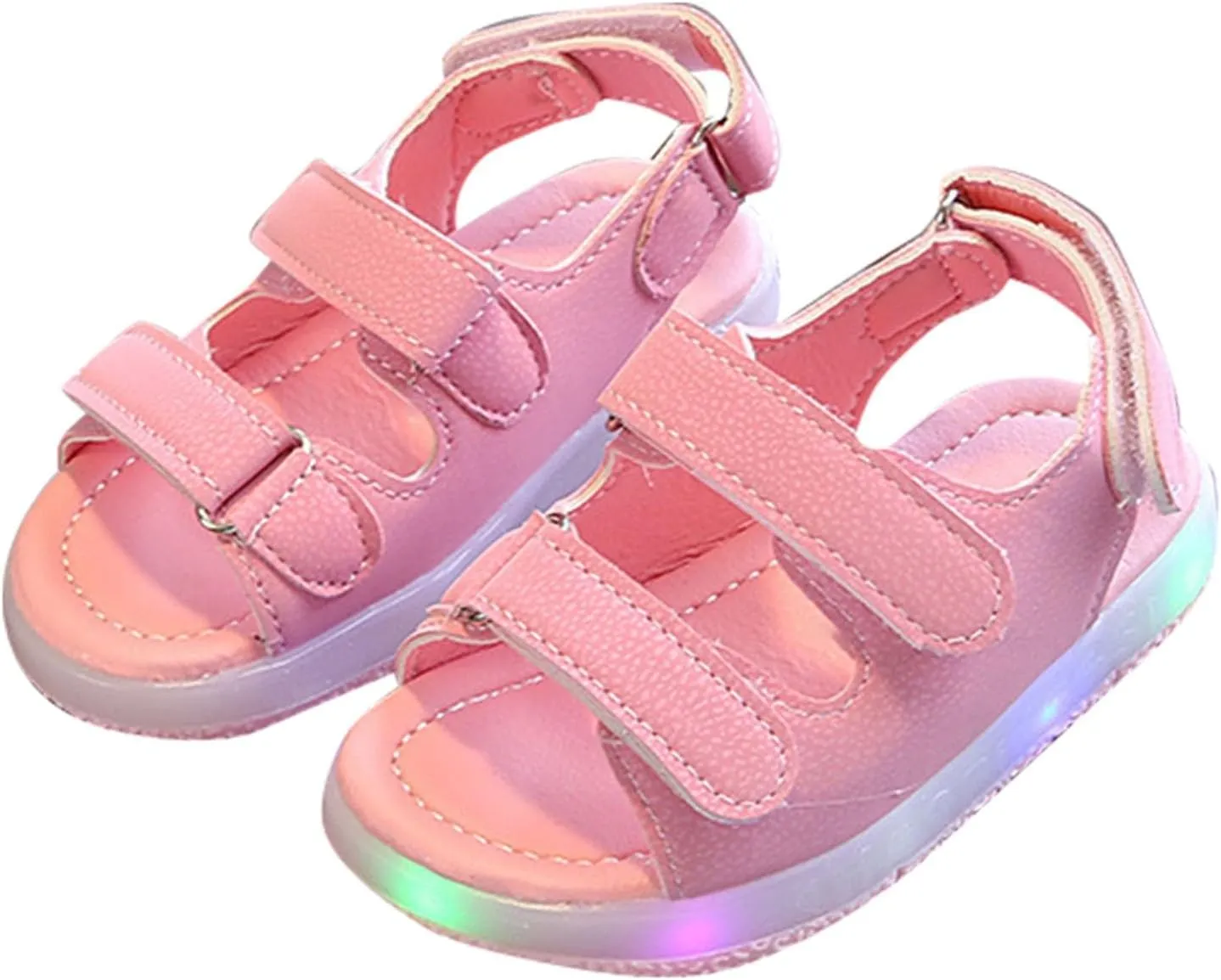 Baby Infant Lights up Flat Sandals 2 Strap Barefoot Open Toe Shoes Toddler Summer Casual Non Slip Non Slip Sandals