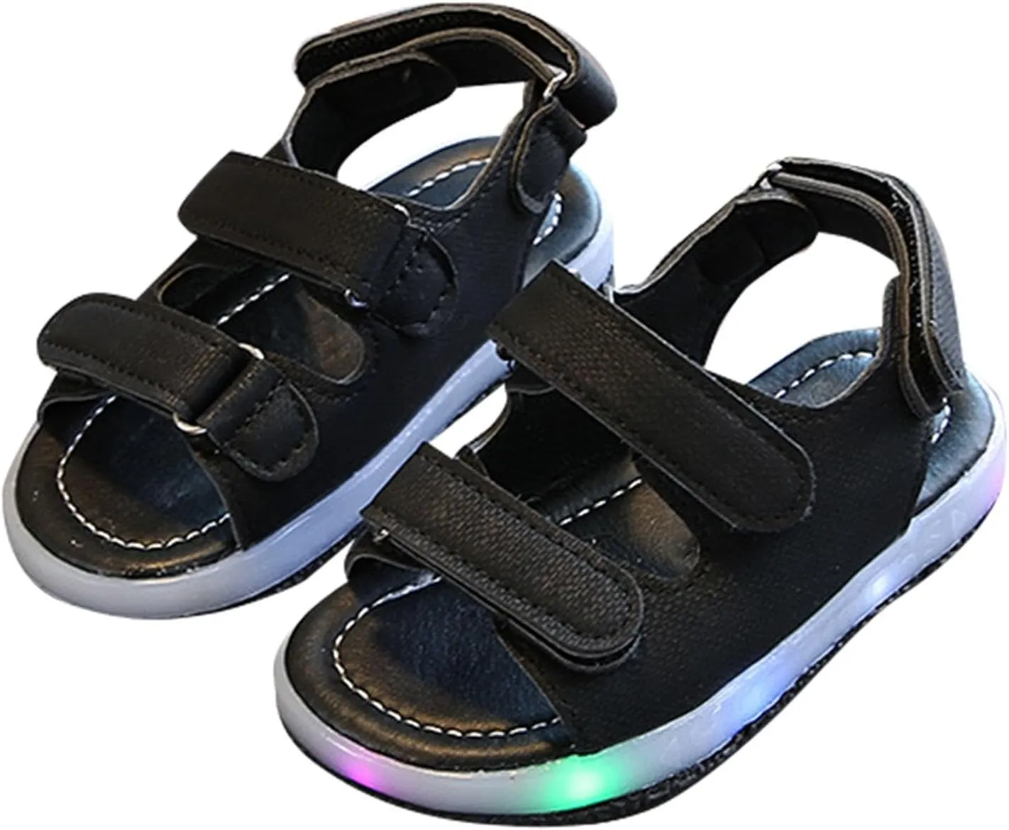 Baby Infant Lights up Flat Sandals 2 Strap Barefoot Open Toe Shoes Toddler Summer Casual Non Slip Non Slip Sandals