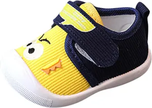 Baby Sneakers Kids Lightweight Breathable Strap Athletic Running Shoes Anti Slip Walking Shoes Boys Girls Shoes (Yellow, 4.5 Toddler)