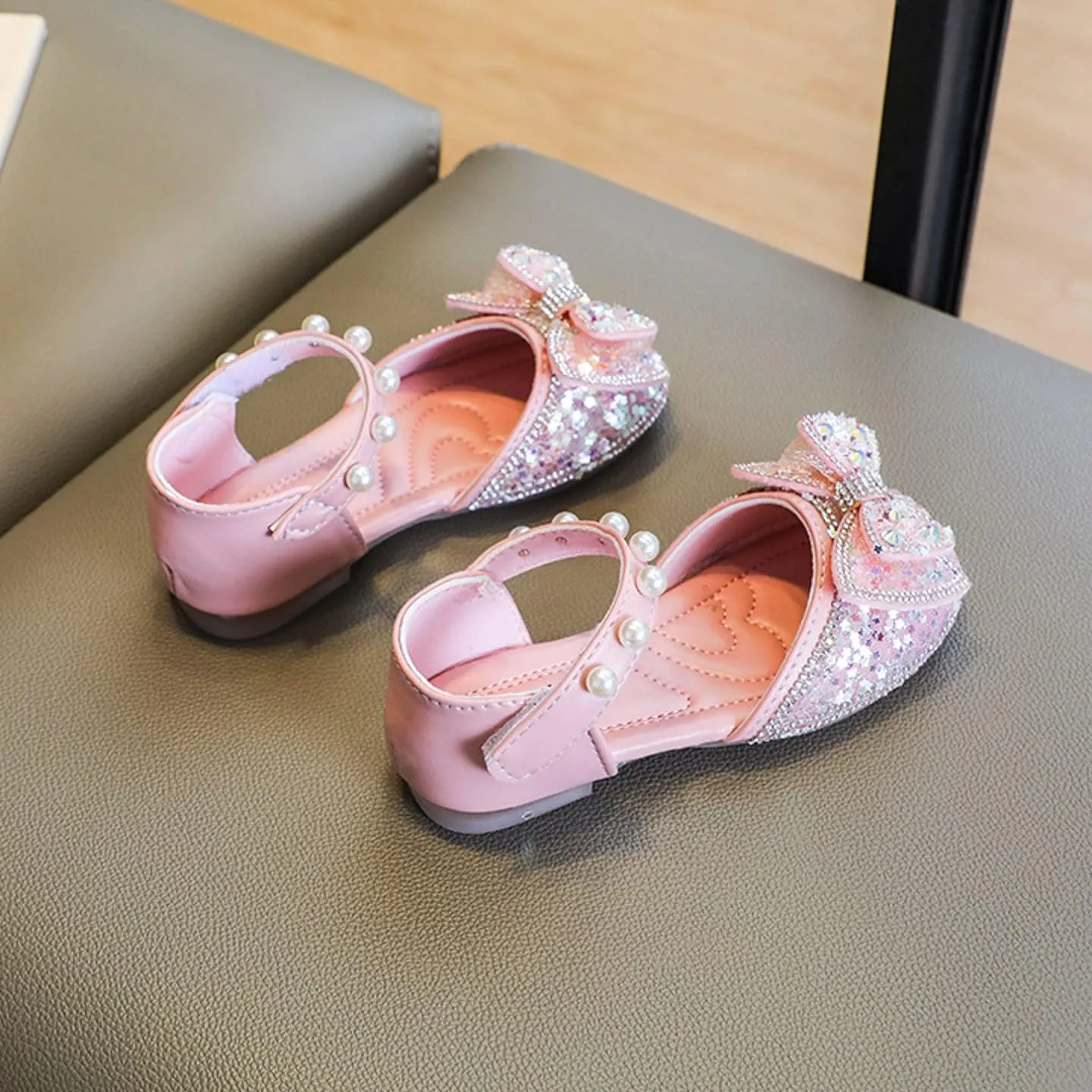 Baby Toddler Girls Dress Shoes Cute Bowknot Sparkle Mary Jane Flower Girls Wedding Birthday Party Sandals