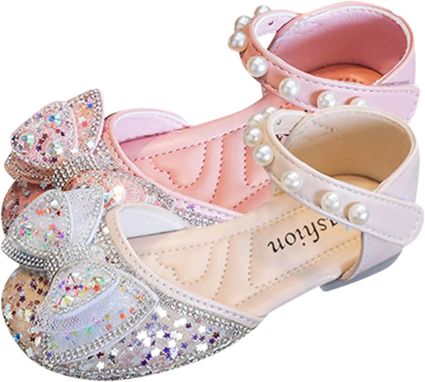 Baby Toddler Girls Dress Shoes Cute Bowknot Sparkle Mary Jane Flower Girls Wedding Birthday Party Sandals