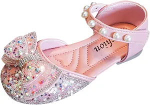 Baby Toddler Girls Dress Shoes Cute Bowknot Sparkle Mary Jane Flower Girls Wedding Birthday Party Sandals