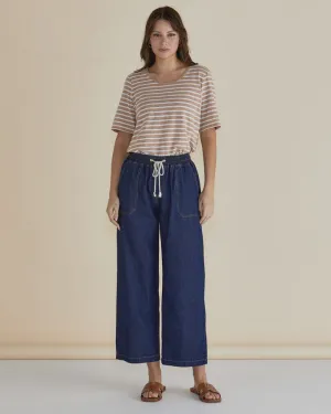 BETTY BASICS DRAPEY DENIM JOGGER - SAPPHIRE