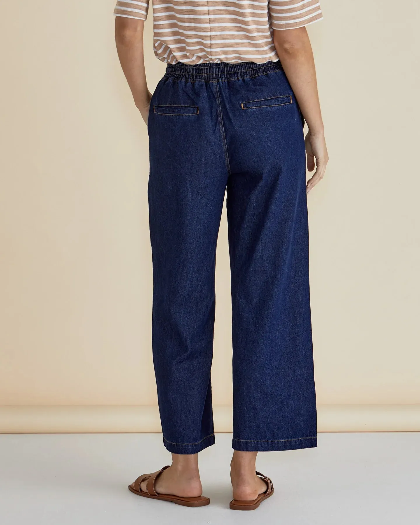 BETTY BASICS DRAPEY DENIM JOGGER - SAPPHIRE