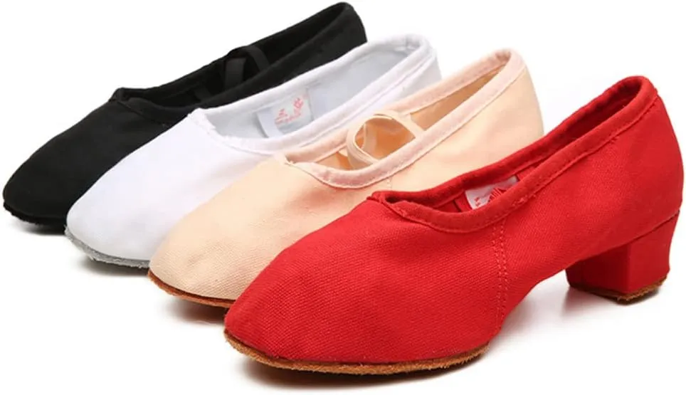 Black 40 Women's Dance Shoes Ballet Yoga Folk Ballroom Low Heel Stretch Belt Comfortable Lightweight