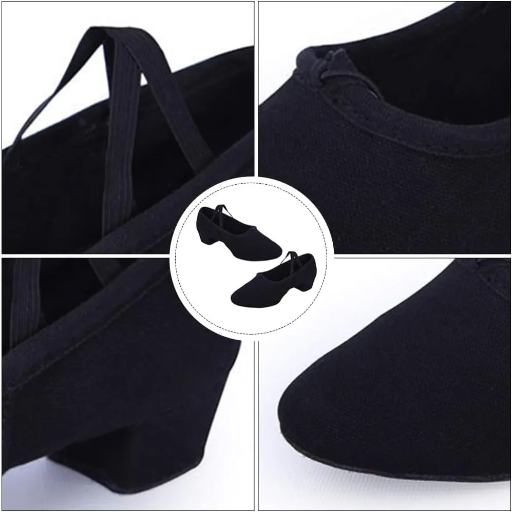 Black 40 Women's Dance Shoes Ballet Yoga Folk Ballroom Low Heel Stretch Belt Comfortable Lightweight