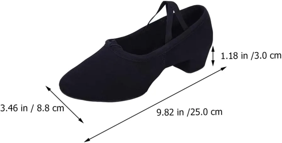 Black 40 Women's Dance Shoes Ballet Yoga Folk Ballroom Low Heel Stretch Belt Comfortable Lightweight