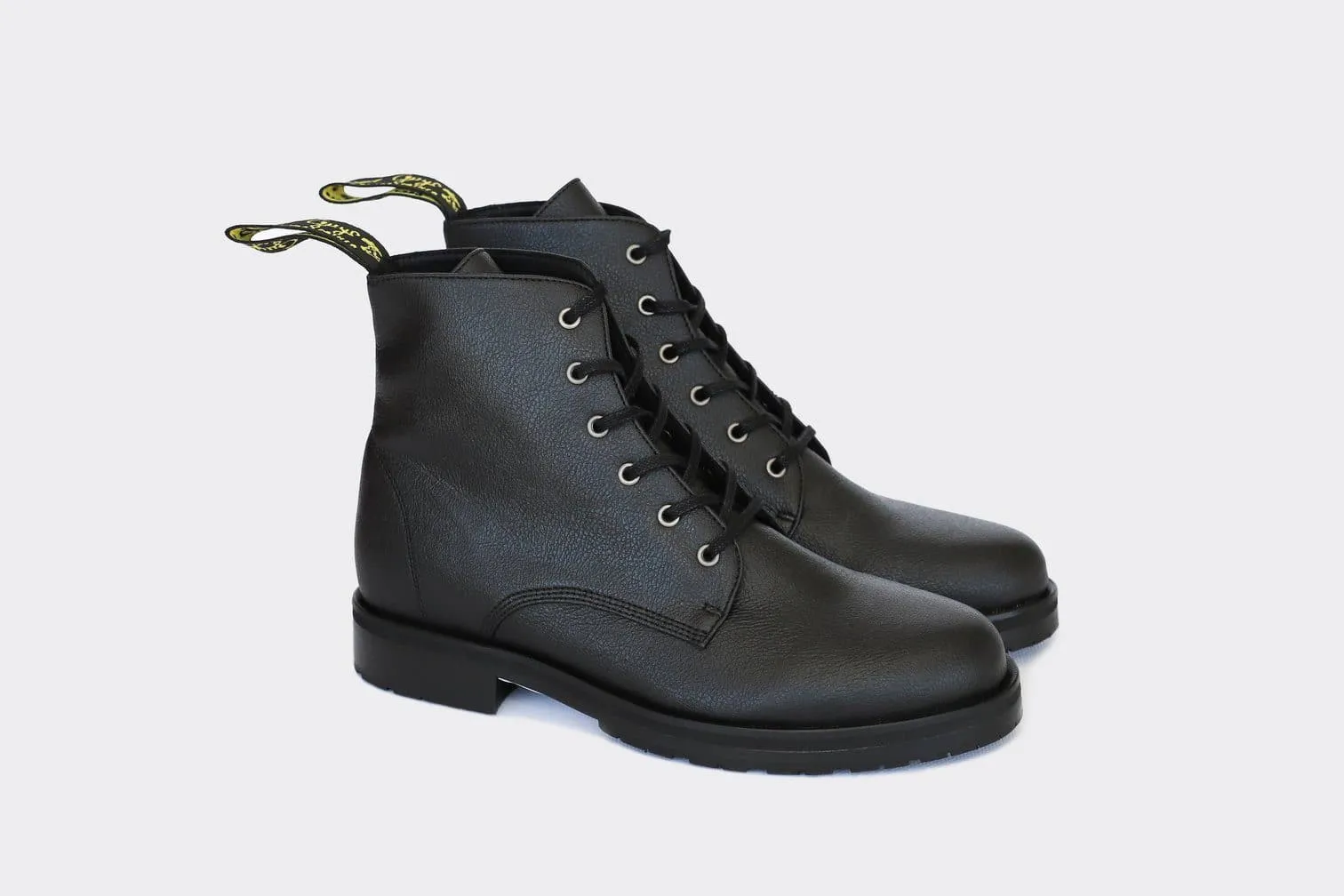 'Blaze' vegan apple-leather 🍏 lace-up boot by Good Guys Don't Wear Leather - black