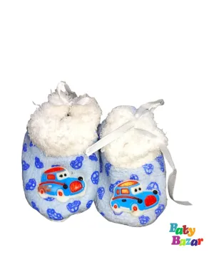 Booties For Newborn Baby In Car Design Sky Blue Color