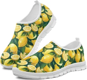 Breathable Lemon Walking Shoes for Women Athletic Running Sneakers Anti Skid Casual Slip On Tennis Shoes Flat Loafers