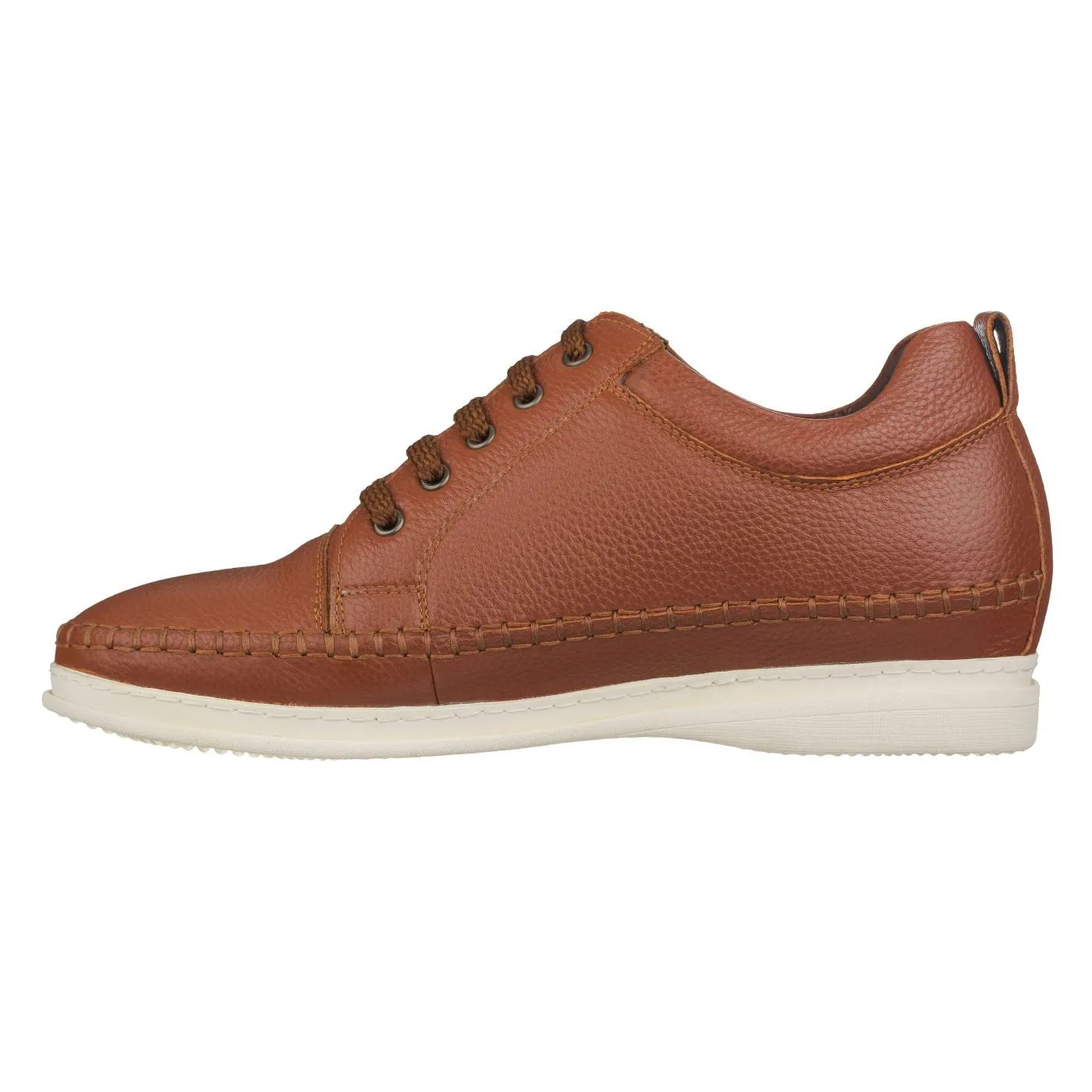 CALTO Casual 3 Inch Leather Elevator Sneakers - Brown - S4313