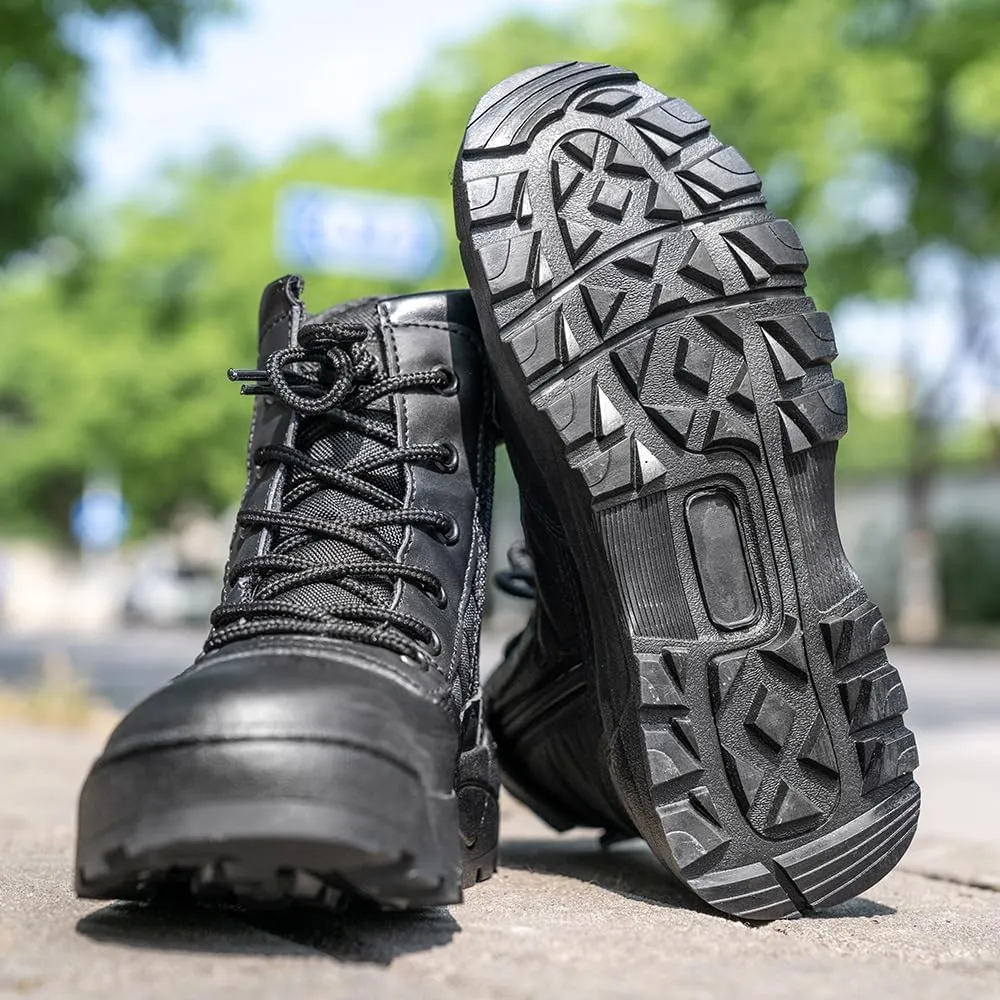 Camp Waterproof Anti-collision Non-slip Desert Boots,Men's Military Tactical Boots with Side Zipper