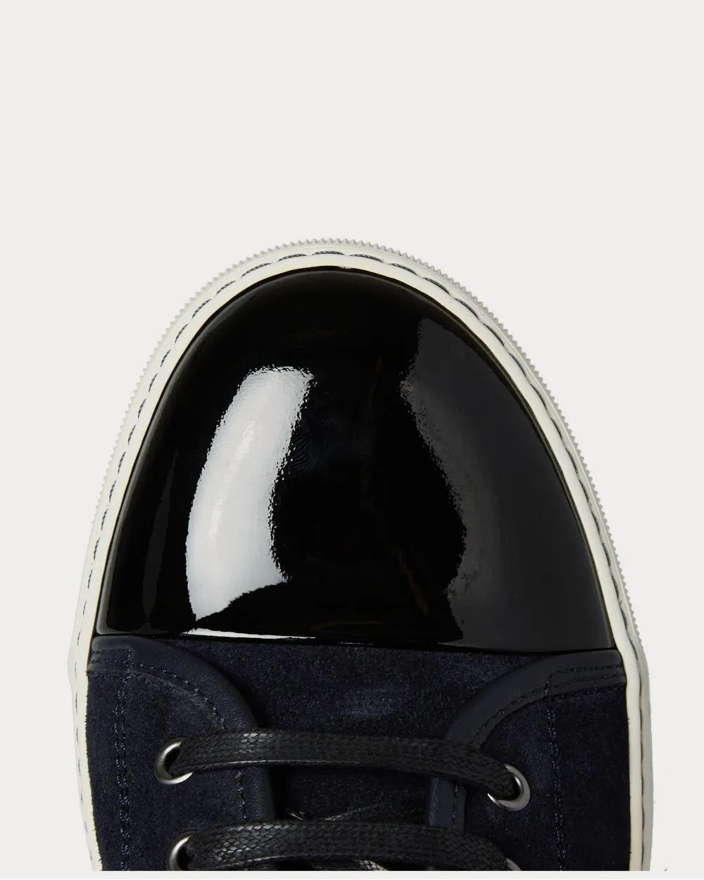 Cap-Toe Suede and Patent-Leather  Midnight blue low top sneakers