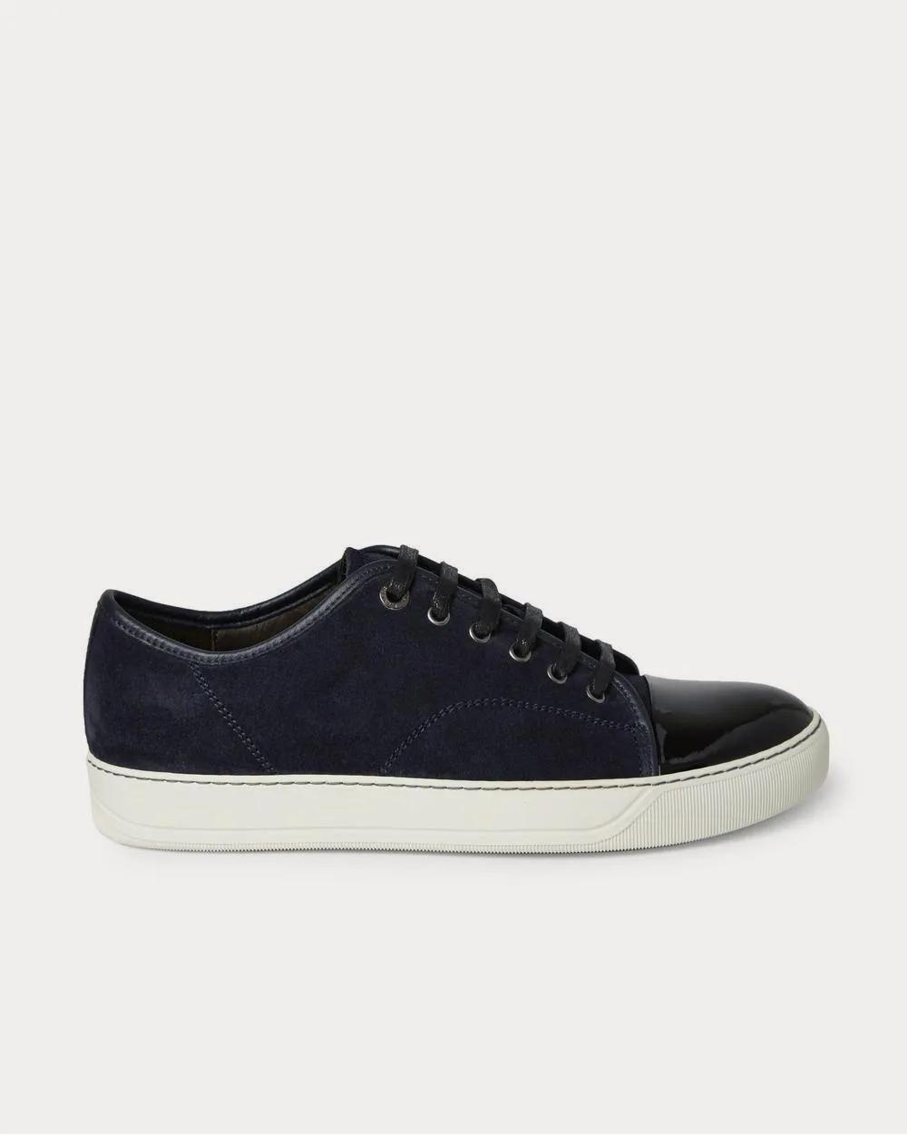 Cap-Toe Suede and Patent-Leather  Midnight blue low top sneakers
