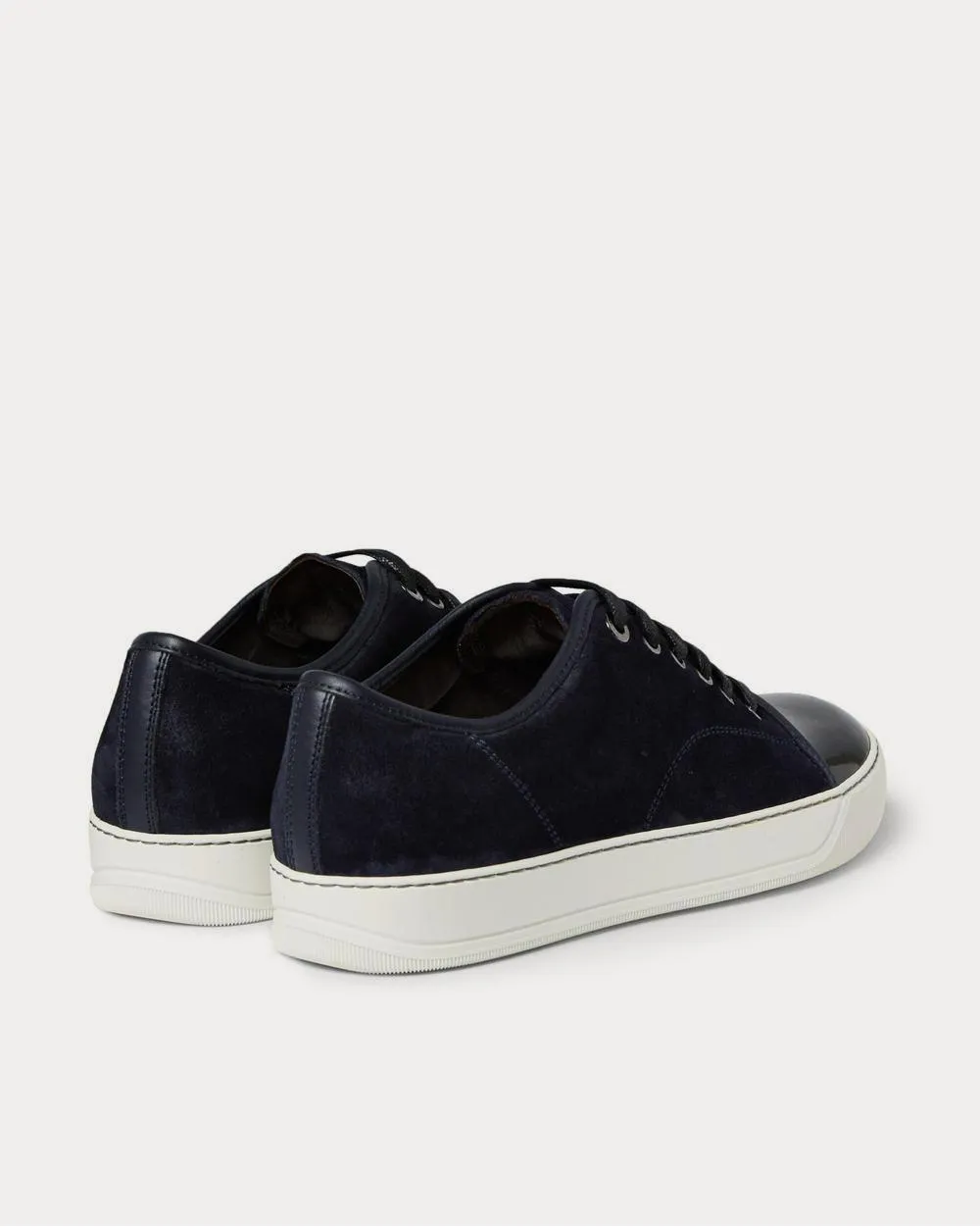Cap-Toe Suede and Patent-Leather  Midnight blue low top sneakers