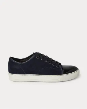 Cap-Toe Suede and Patent-Leather  Midnight blue low top sneakers
