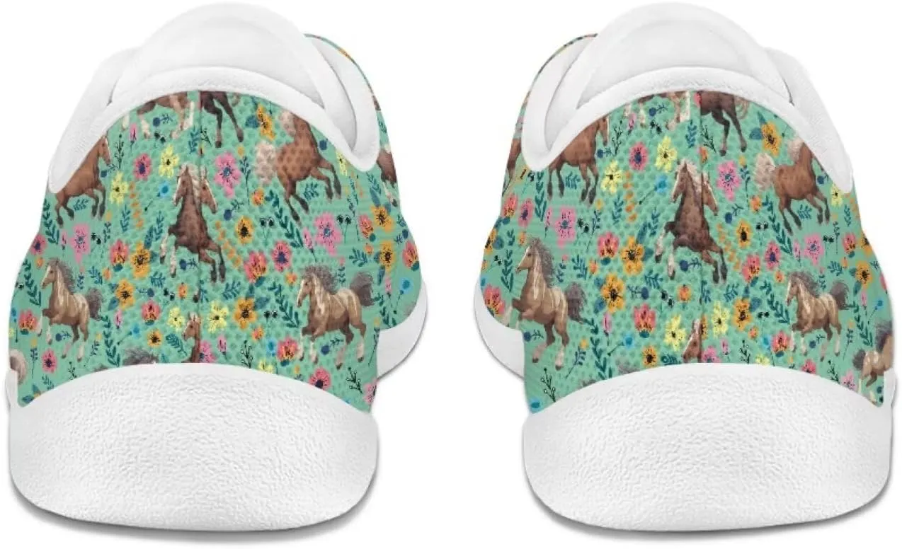 chaqlin Horse Sneaker Classic Lace-Up Low Top Tennis Shoes Wide Flat Running Walking Sneaker Non Slip Barefoot Shoe