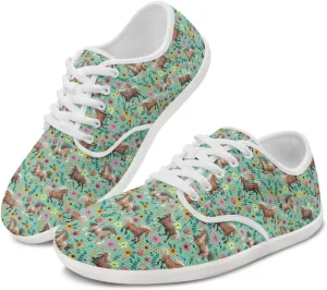 chaqlin Horse Sneaker Classic Lace-Up Low Top Tennis Shoes Wide Flat Running Walking Sneaker Non Slip Barefoot Shoe