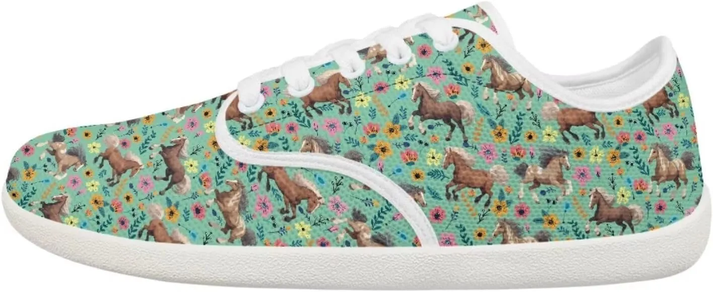 chaqlin Horse Sneaker Classic Lace-Up Low Top Tennis Shoes Wide Flat Running Walking Sneaker Non Slip Barefoot Shoe