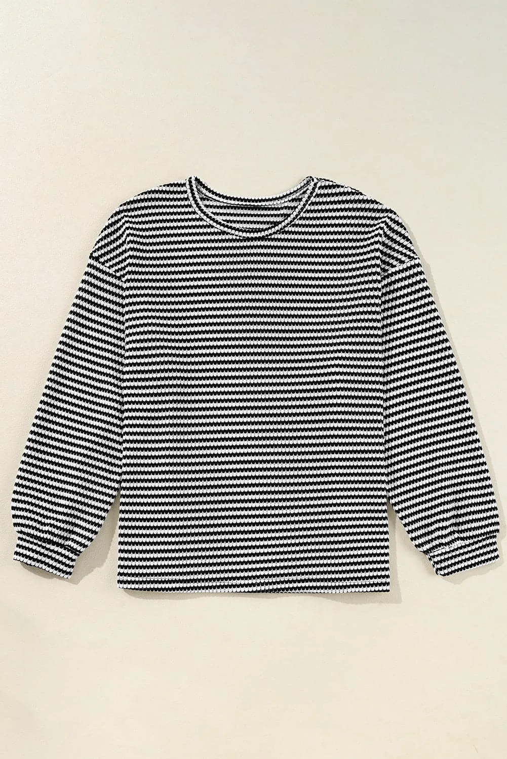 Chic plus size black striped tee