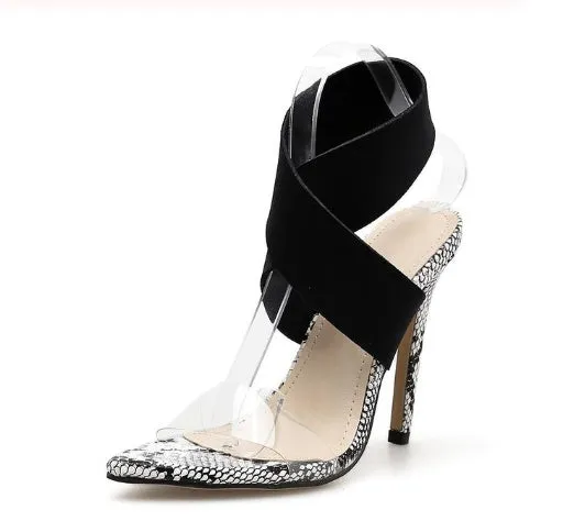 Chic Roman Style Snake Pattern Heels