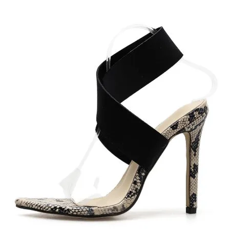 Chic Roman Style Snake Pattern Heels