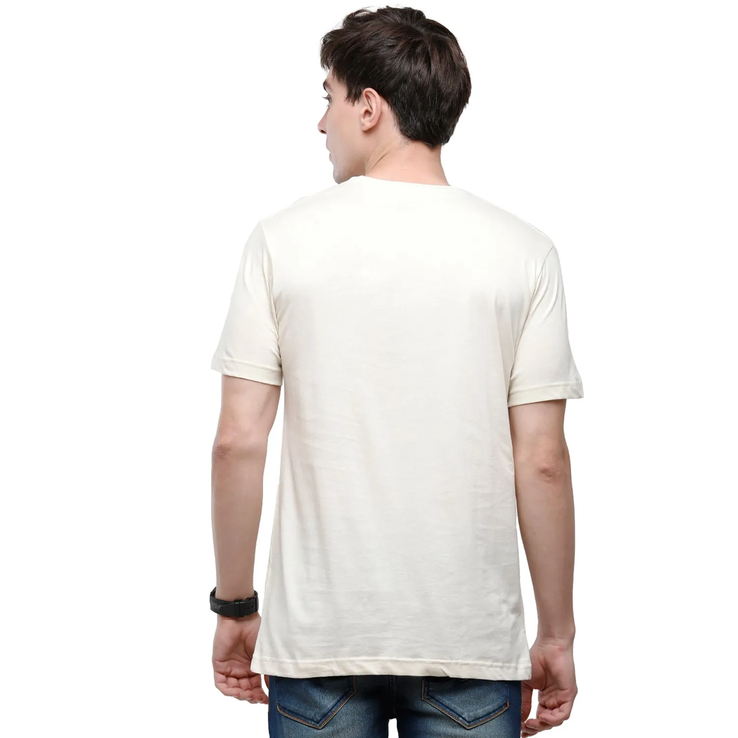 Classic Polo Men's Solid Single Jersey White Half Sleeve Slim Fit T-Shirt - Kore-02