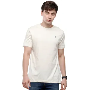 Classic Polo Men's Solid Single Jersey White Half Sleeve Slim Fit T-Shirt - Kore-02