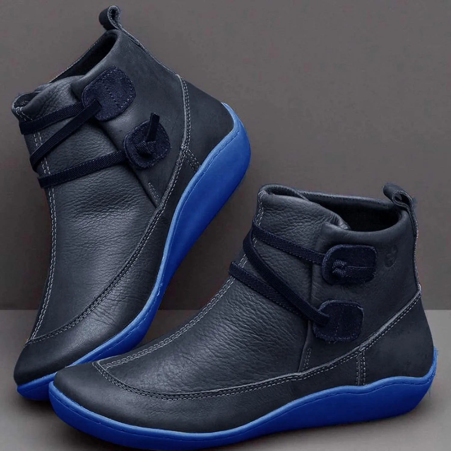 Combat Boots Womens Ankle Flat Booties for Women 2024 Black Boots for Women Flat Boot for Men Casual Round Head Low Heel Comfortable Pointed Toe