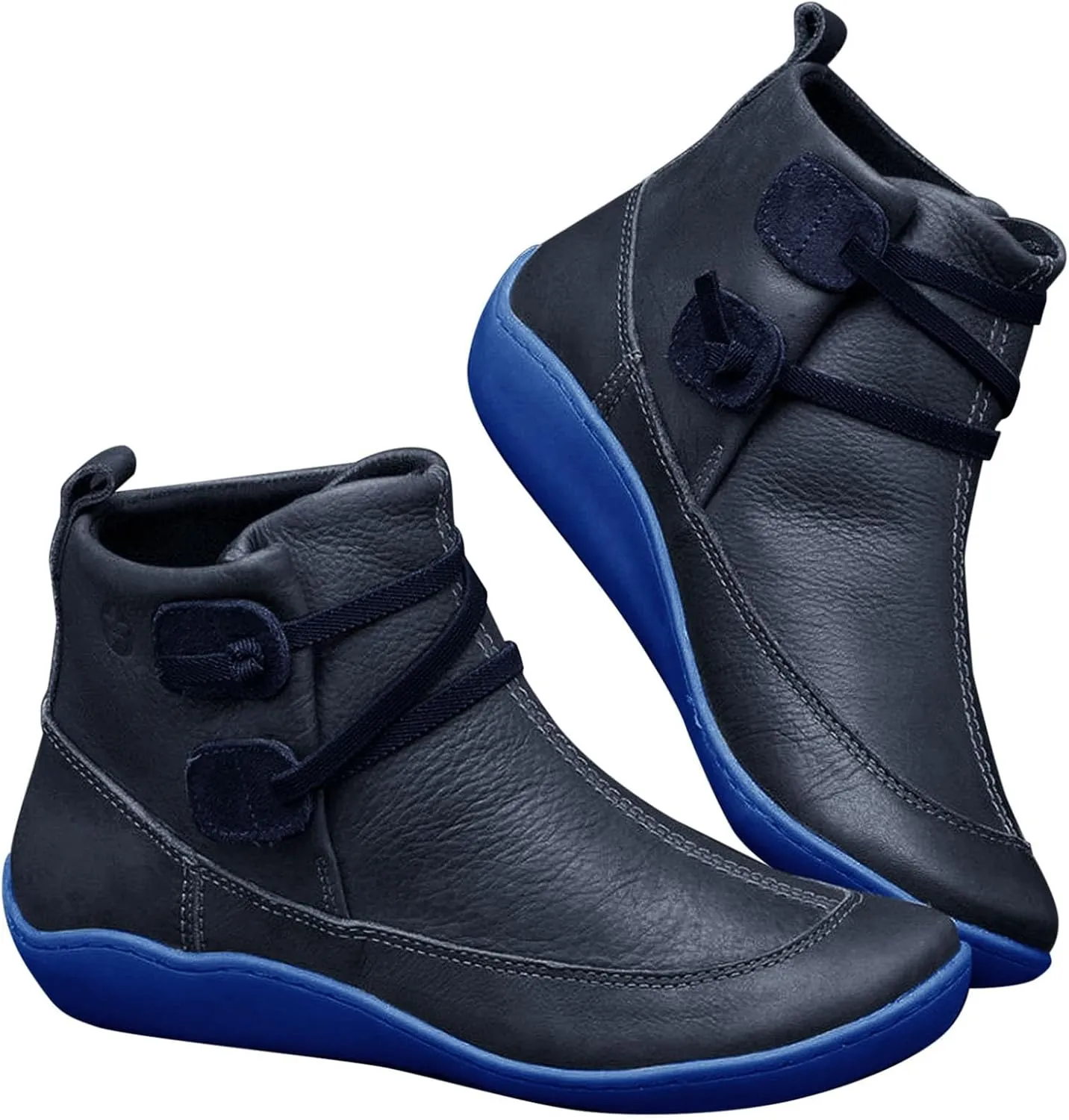Combat Boots Womens Ankle Flat Booties for Women 2024 Black Boots for Women Flat Boot for Men Casual Round Head Low Heel Comfortable Pointed Toe