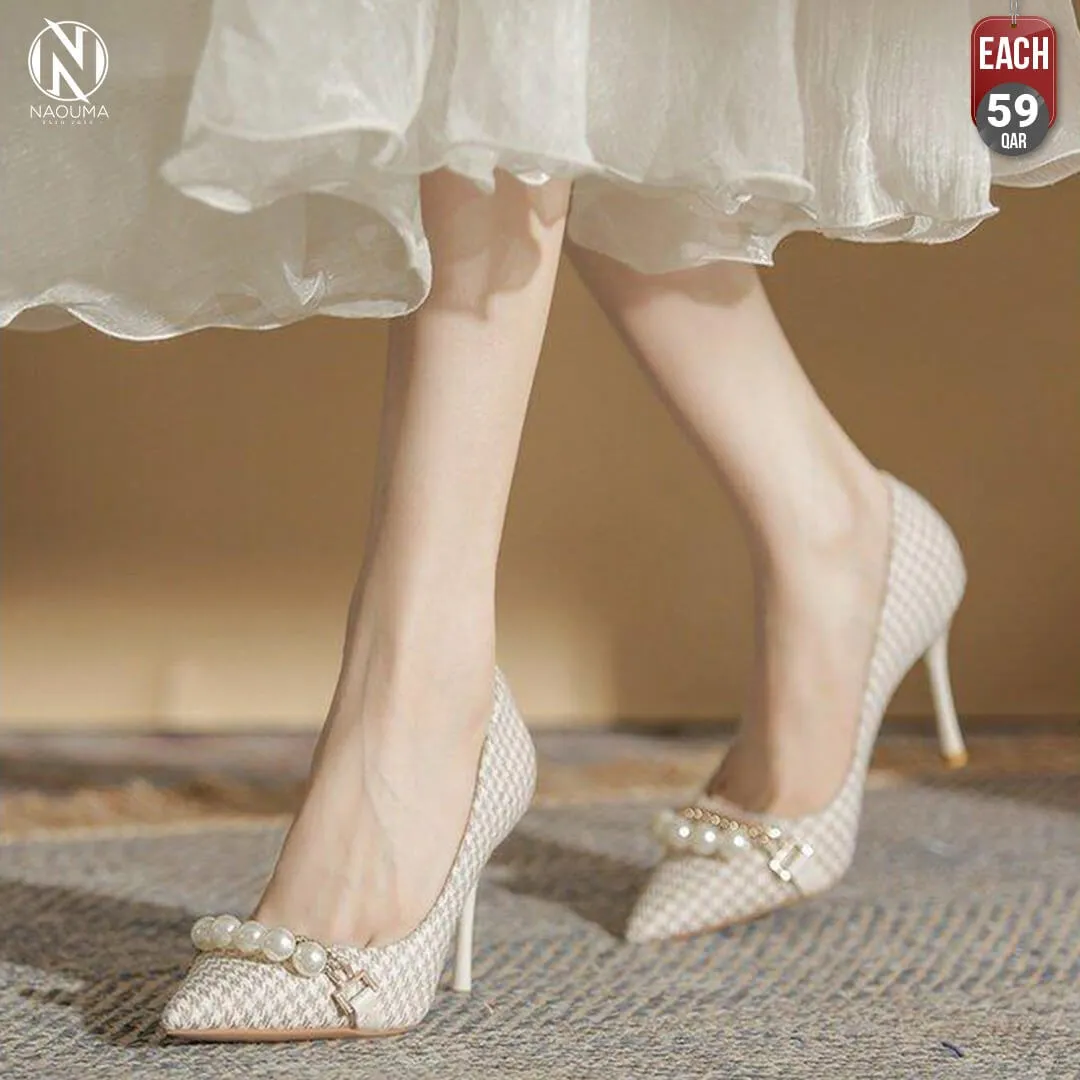 Comfortable Casual Houndstooth Luxury High Heels