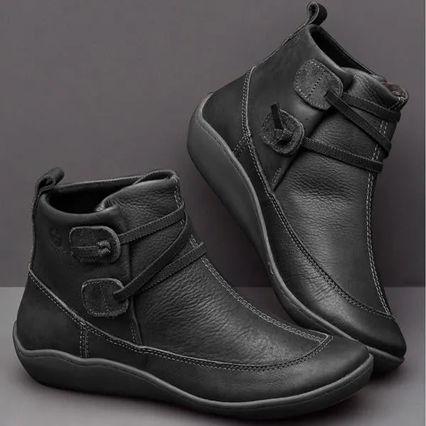 Comfortable flat-bottomed lace-up women's boots