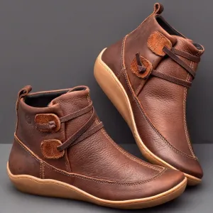 Comfortable flat-bottomed lace-up women's boots