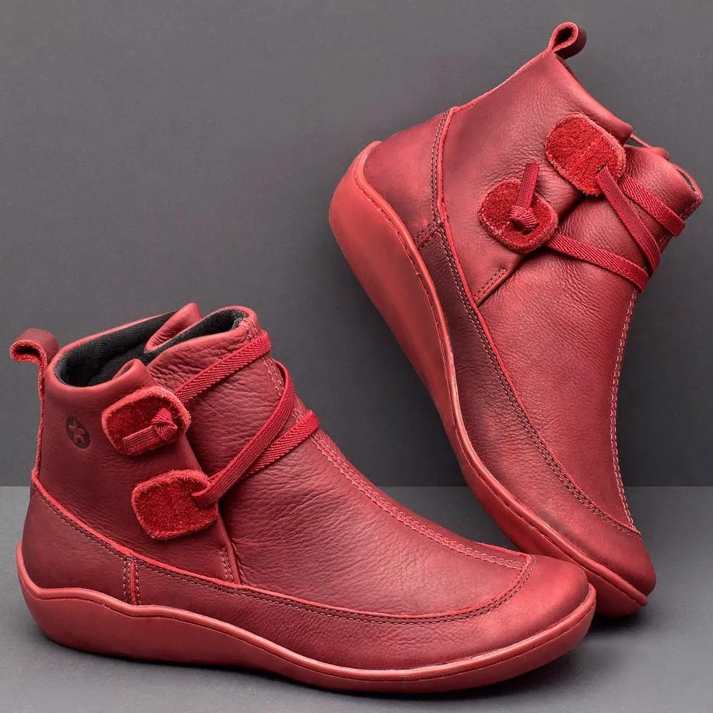 Comfortable flat-bottomed lace-up women's boots