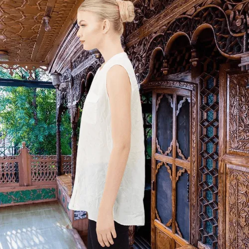 Crushed Silk Sleeveless Shirt
