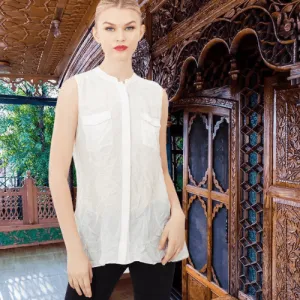 Crushed Silk Sleeveless Shirt
