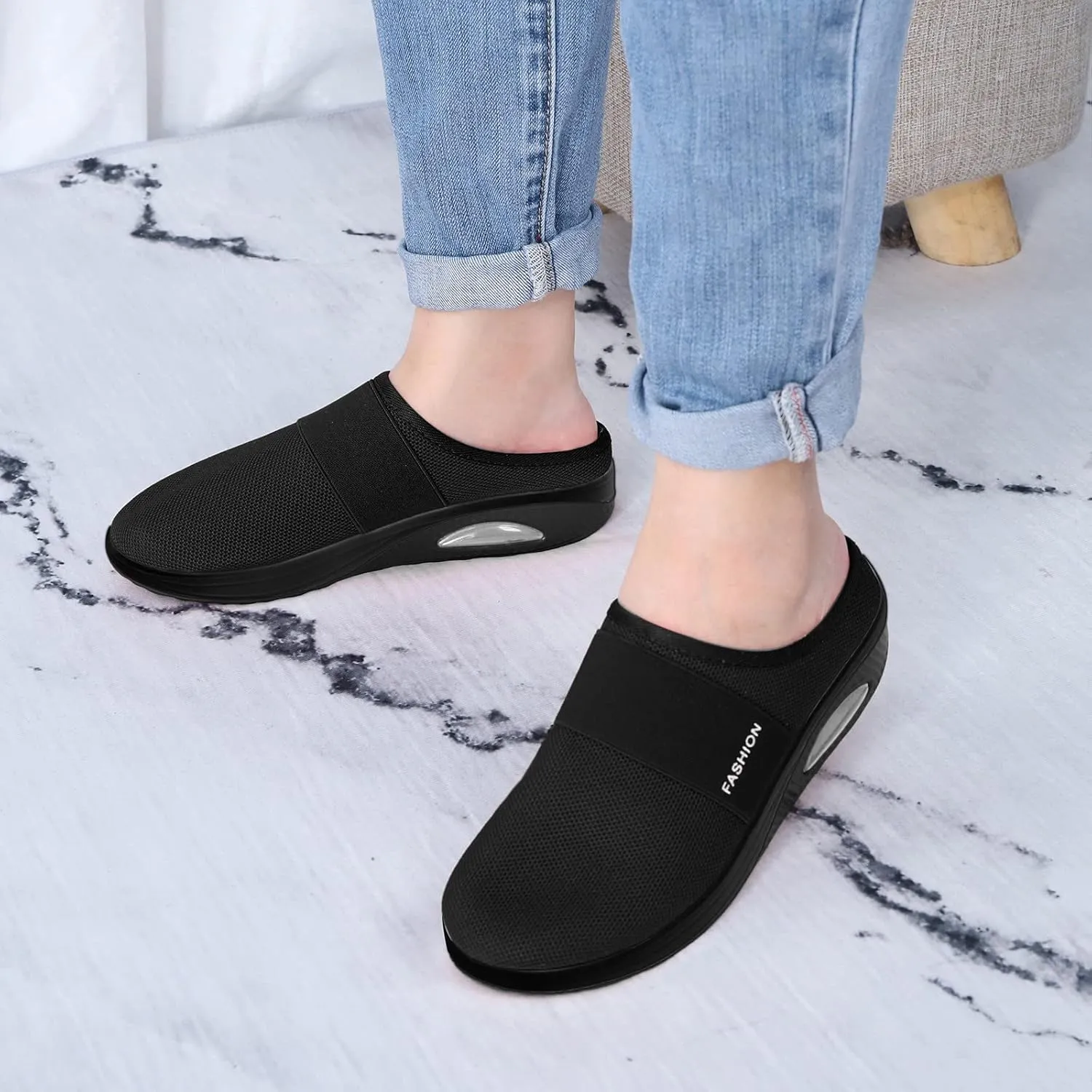 Cushion Mules for Women Lightweight Breathable Comfortable Walking Shoes Arch Support Orthopedic Nursing Shoes