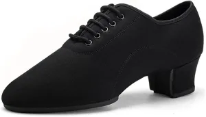 Dance Shoes for Men, Lace-Up 1.77 Inchs Heel Professional Latin Jazz Performance Shoes Breathable Split Sole Dancing Trainers