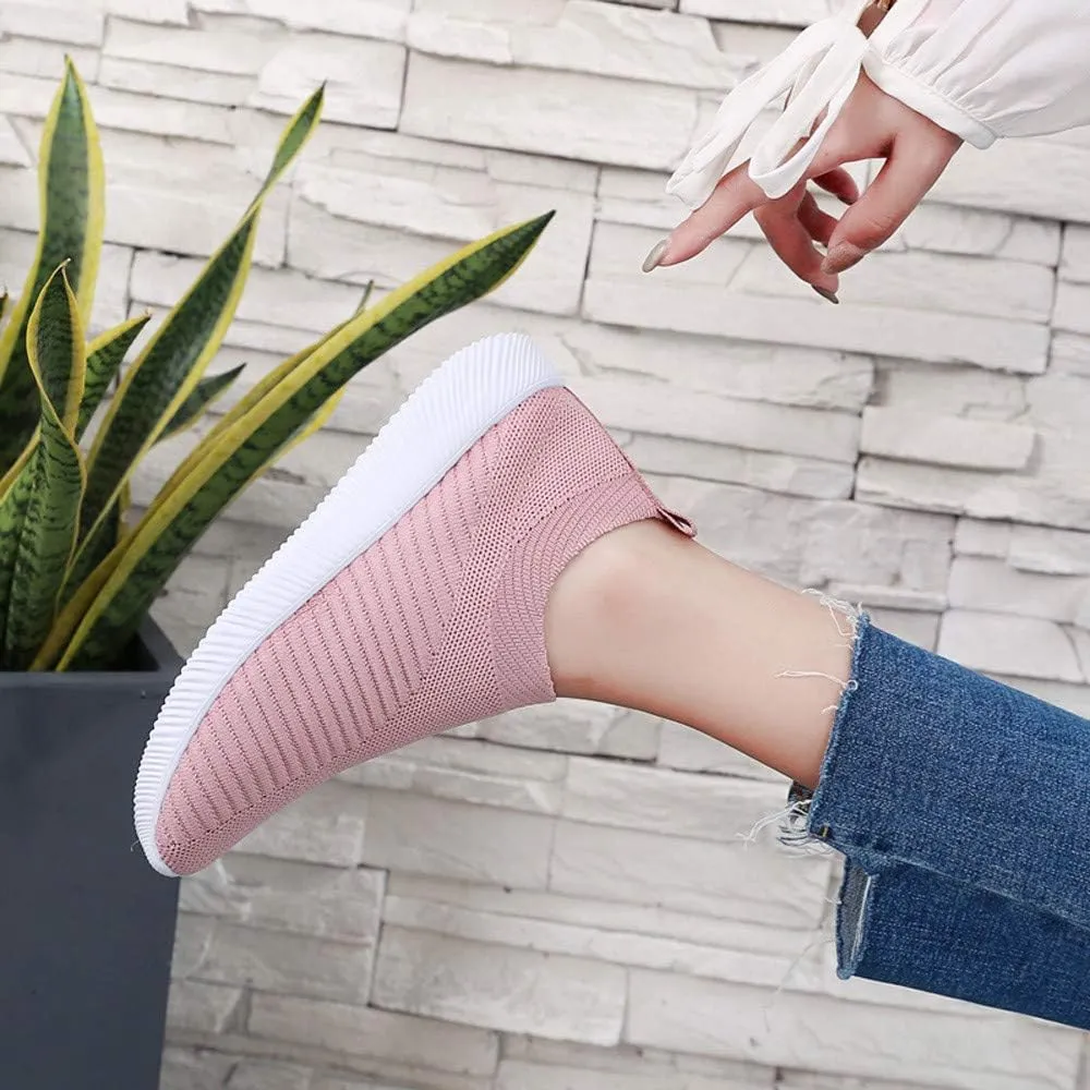 DESESE Womens Walking Shoes Slip On Casual Mesh Breathable Running Sneakers Lightweight Tennis Yoga Shoes Comfort Elastic Sock Loafers Non-Slip Fall Shoes